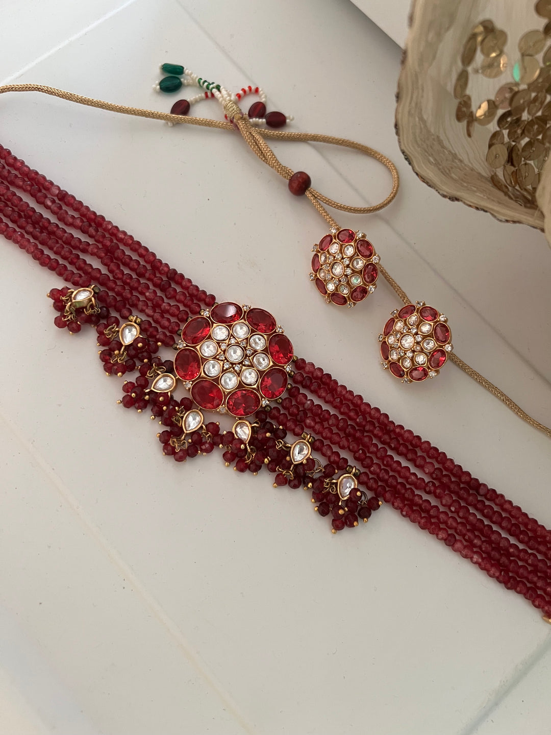 Royal Kundan Choker with Earrings Set | Elegant Wedding Jewelry by SHIVKA