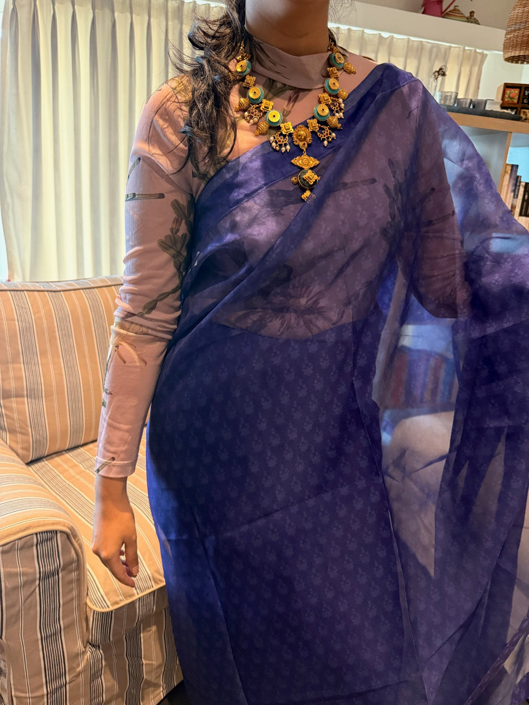 Turquoise Pearl & Kundan 925 Silver Necklace | SHIVKA