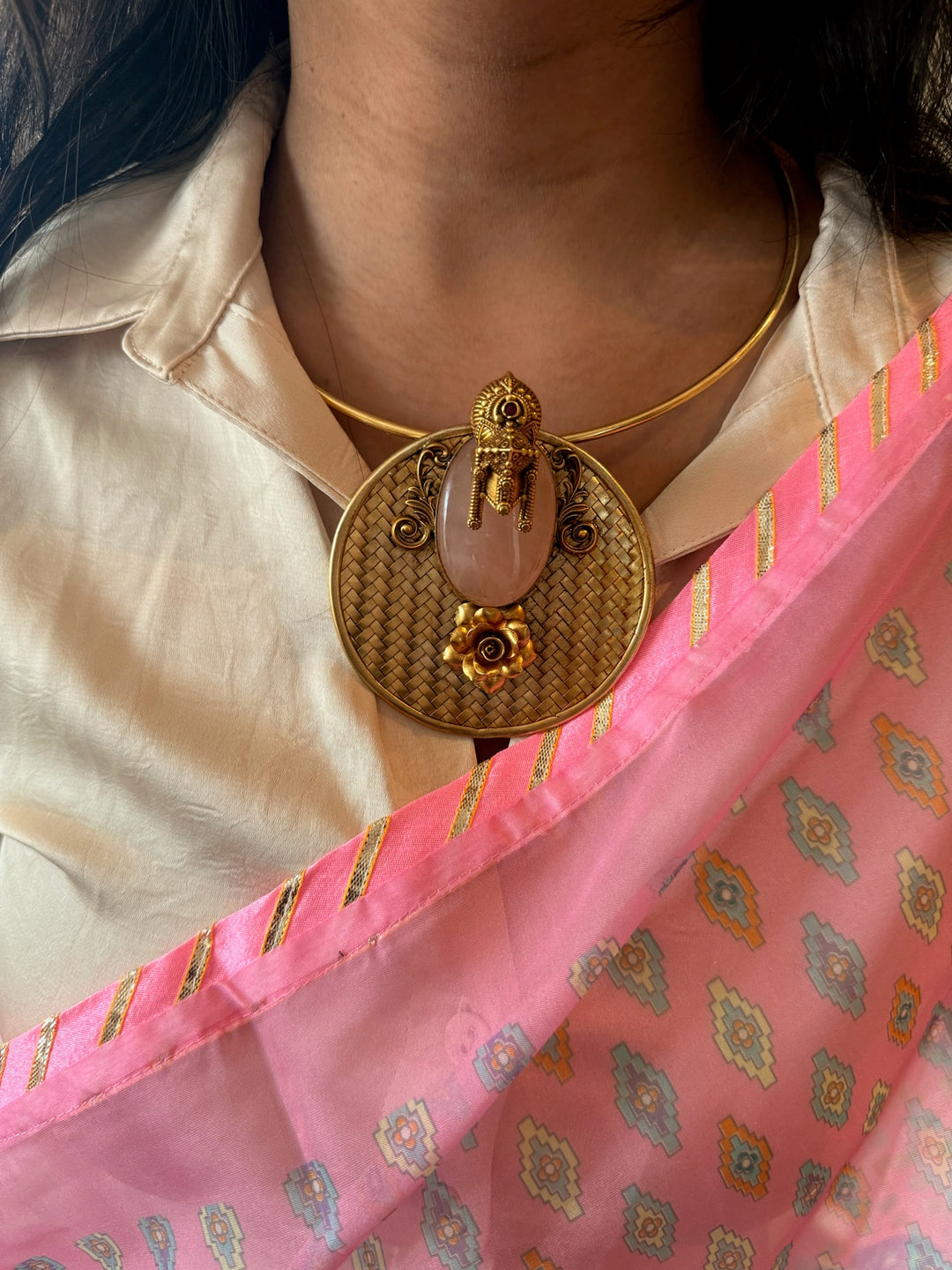 Rose Quartz Hasli 925 Silver Pendant Necklace | SHIVKA