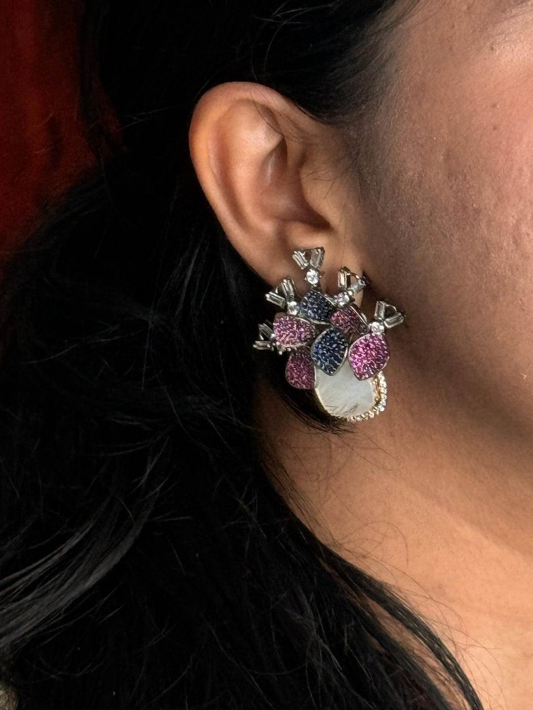 SHIVKA Victorian Studs | MOP CZ Earrings | Designer Statement Jewelry