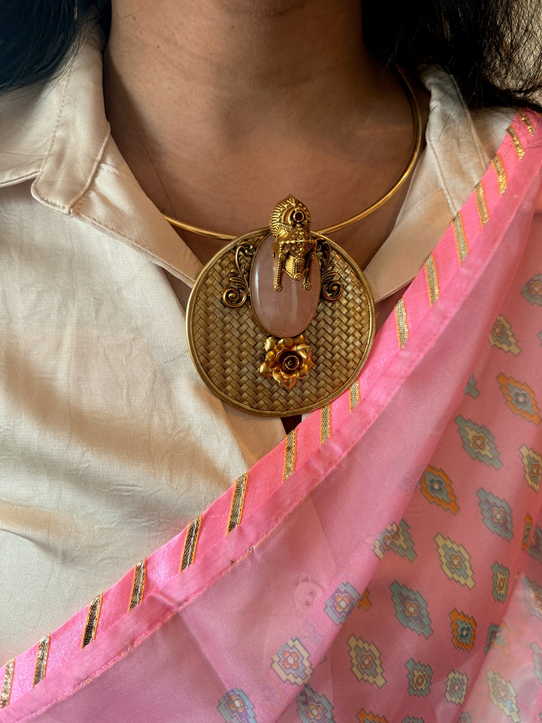 Rose Quartz Hasli 925 Silver Pendant Necklace | SHIVKA