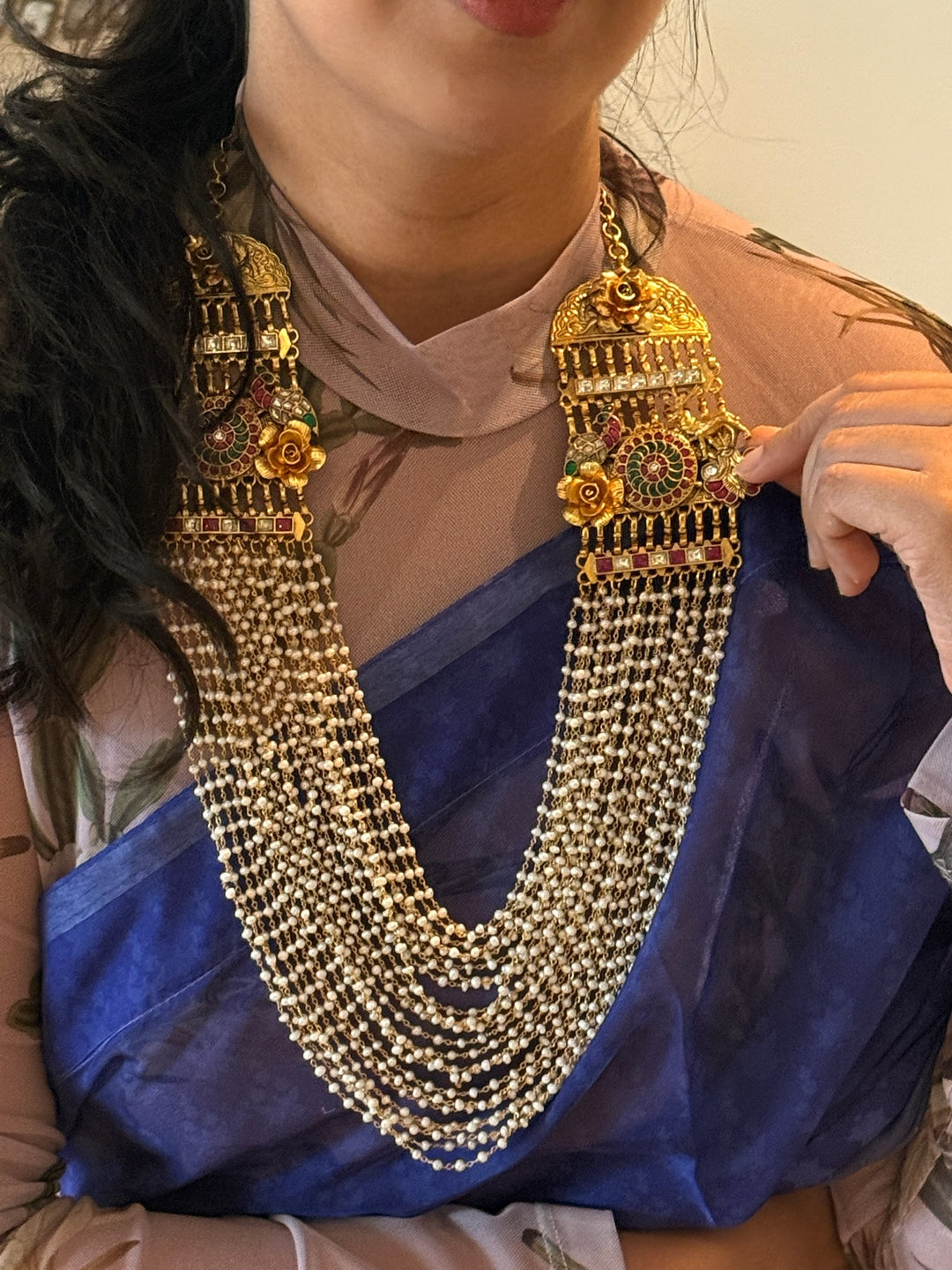 Pearl Kundan Jadau 925 Silver Necklace | SHIVKA