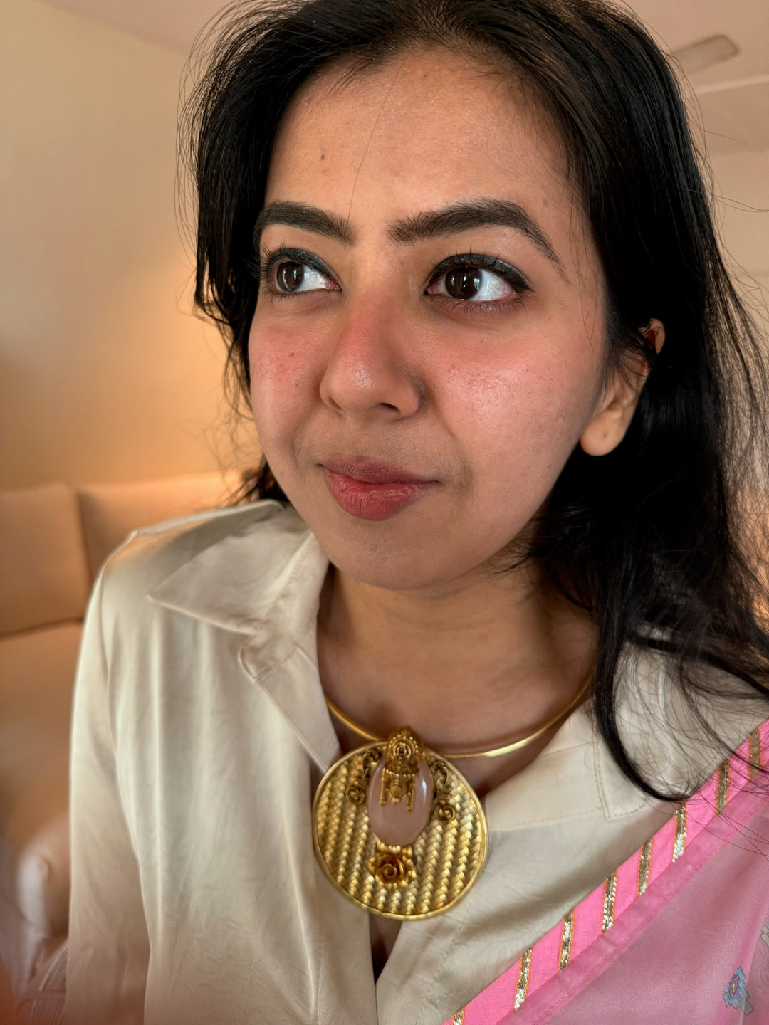 Rose Quartz Hasli 925 Silver Pendant Necklace | SHIVKA