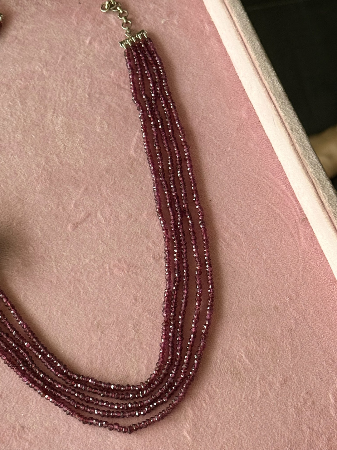 Elegant Rhodolite Silver Flower Necklace | SHIVKA Silver