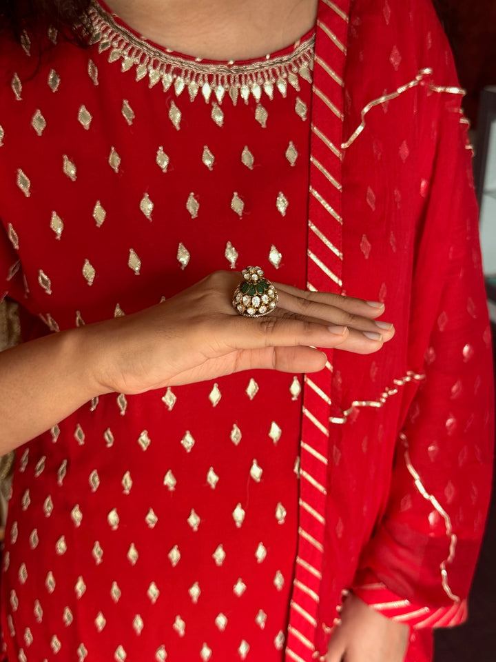 925 Silver Polki Kundan Ring | SHIVKA Victorian Adjustable Ring