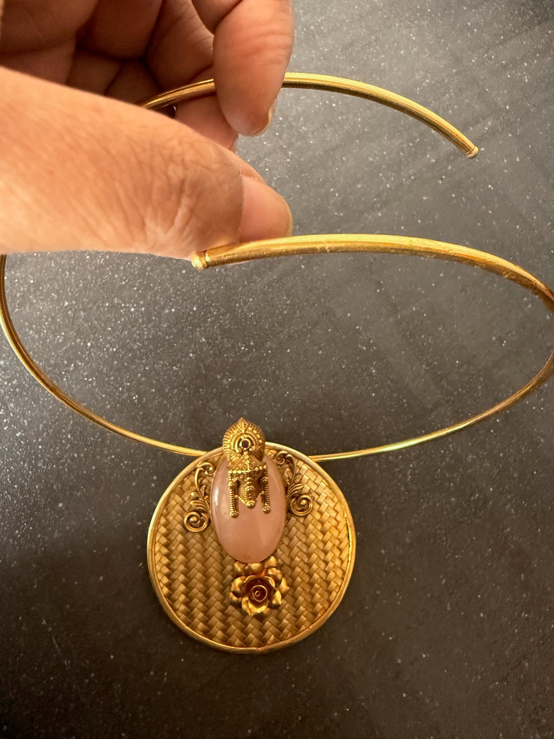 Rose Quartz Hasli 925 Silver Pendant Necklace | SHIVKA