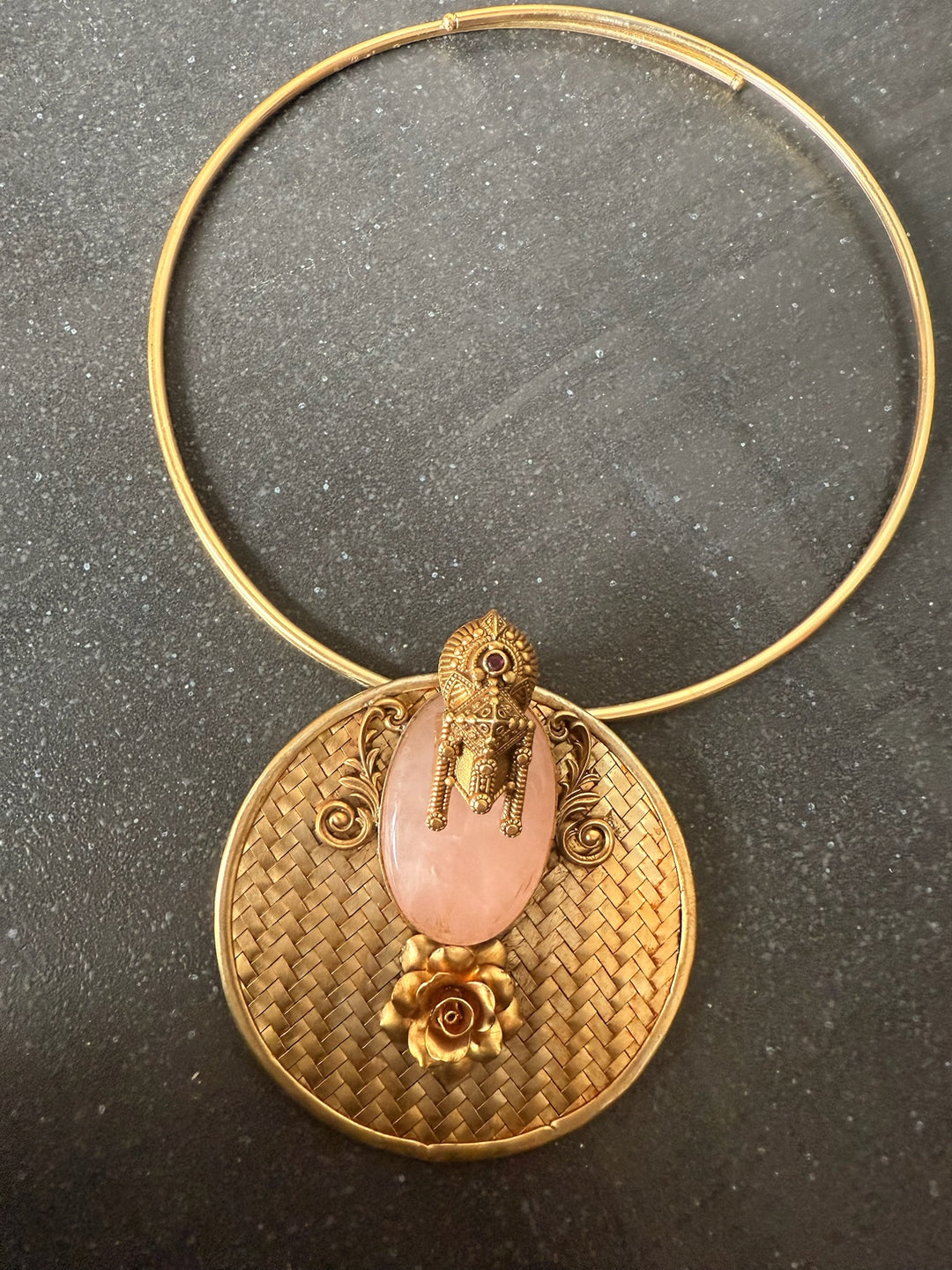 Rose Quartz Hasli 925 Silver Pendant Necklace | SHIVKA