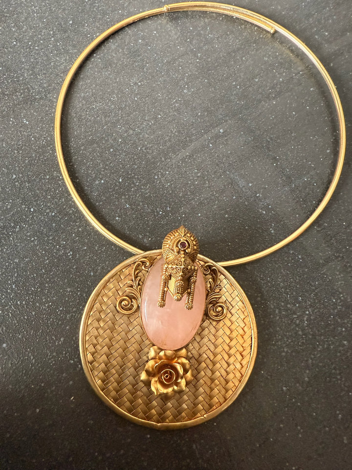 Rose Quartz Hasli 925 Silver Pendant Necklace | SHIVKA