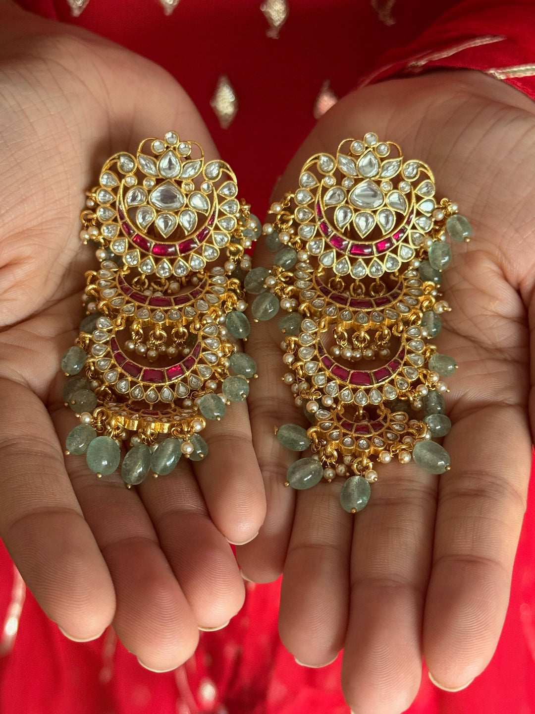 925 Silver Pearl Kundan Danglers | SHIVKA Wedding Earrings