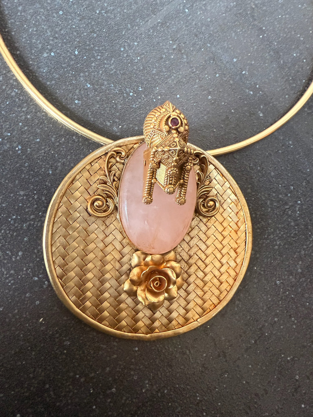 Rose Quartz Hasli 925 Silver Pendant Necklace | SHIVKA