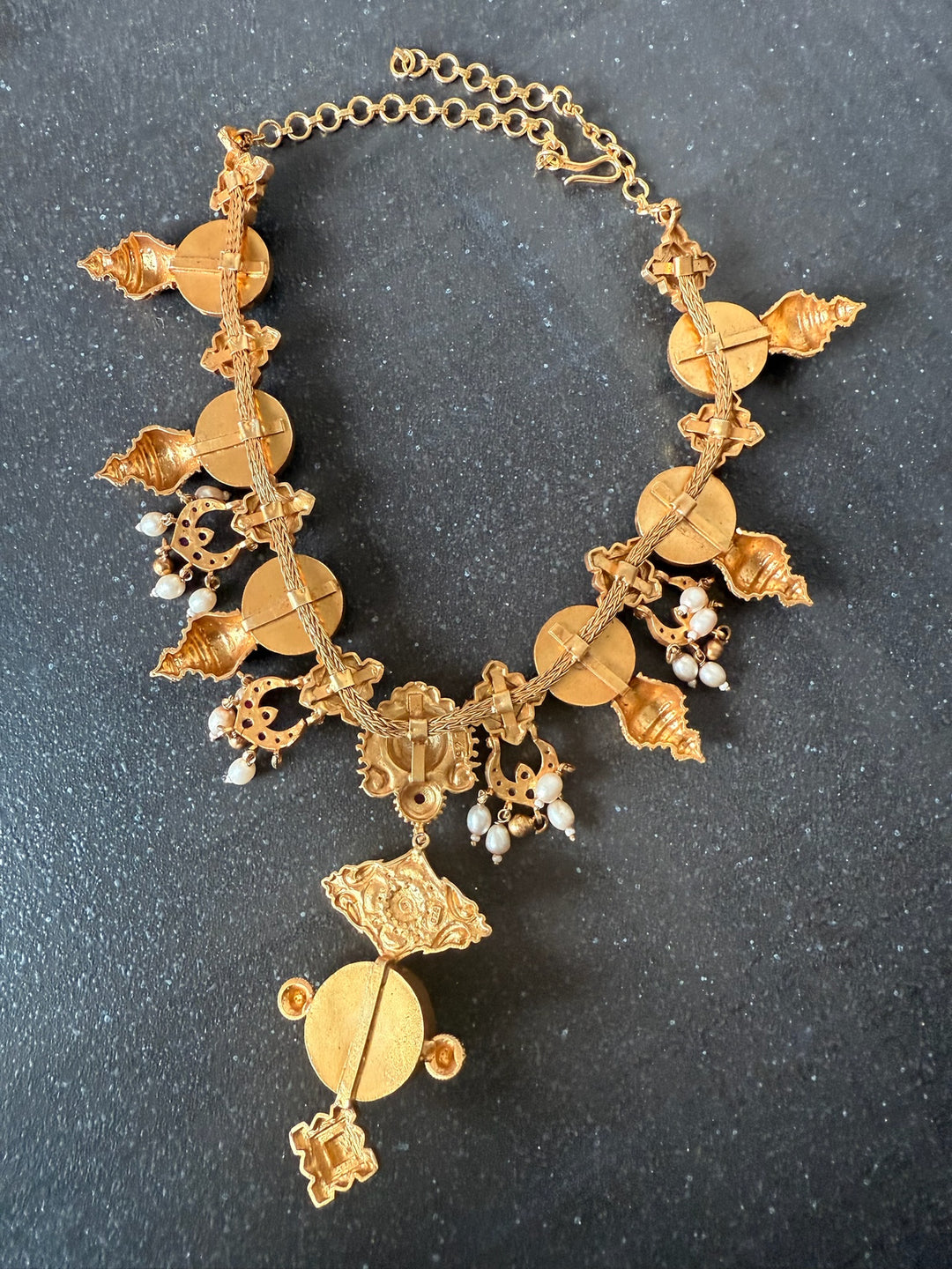 Turquoise Pearl & Kundan 925 Silver Necklace | SHIVKA