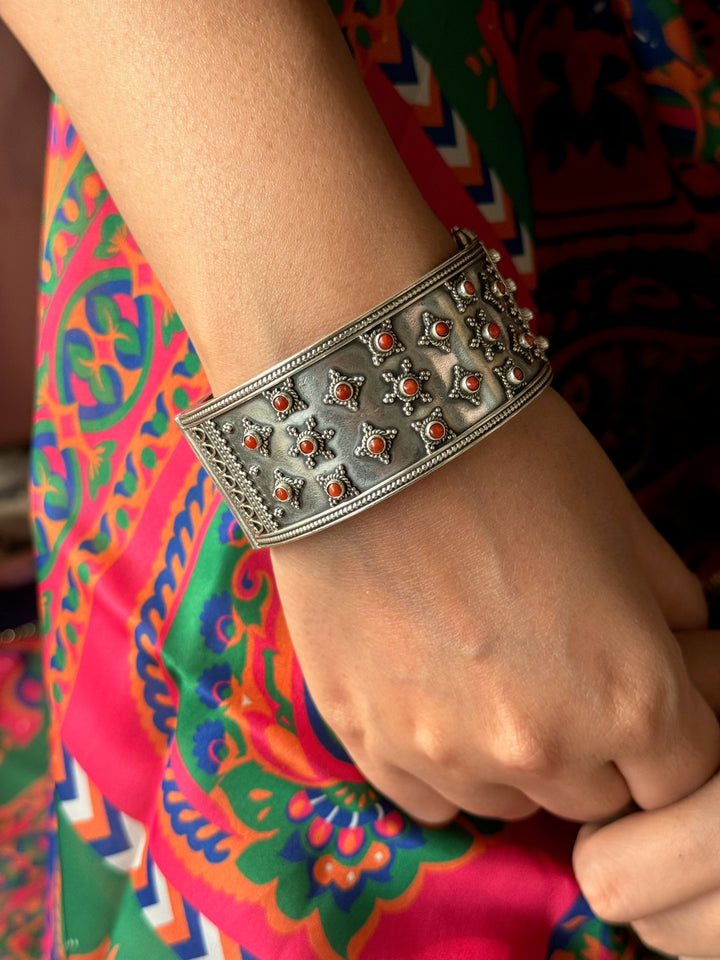 Coral 925 Silver Kada | SHIVKA Statement Bangle