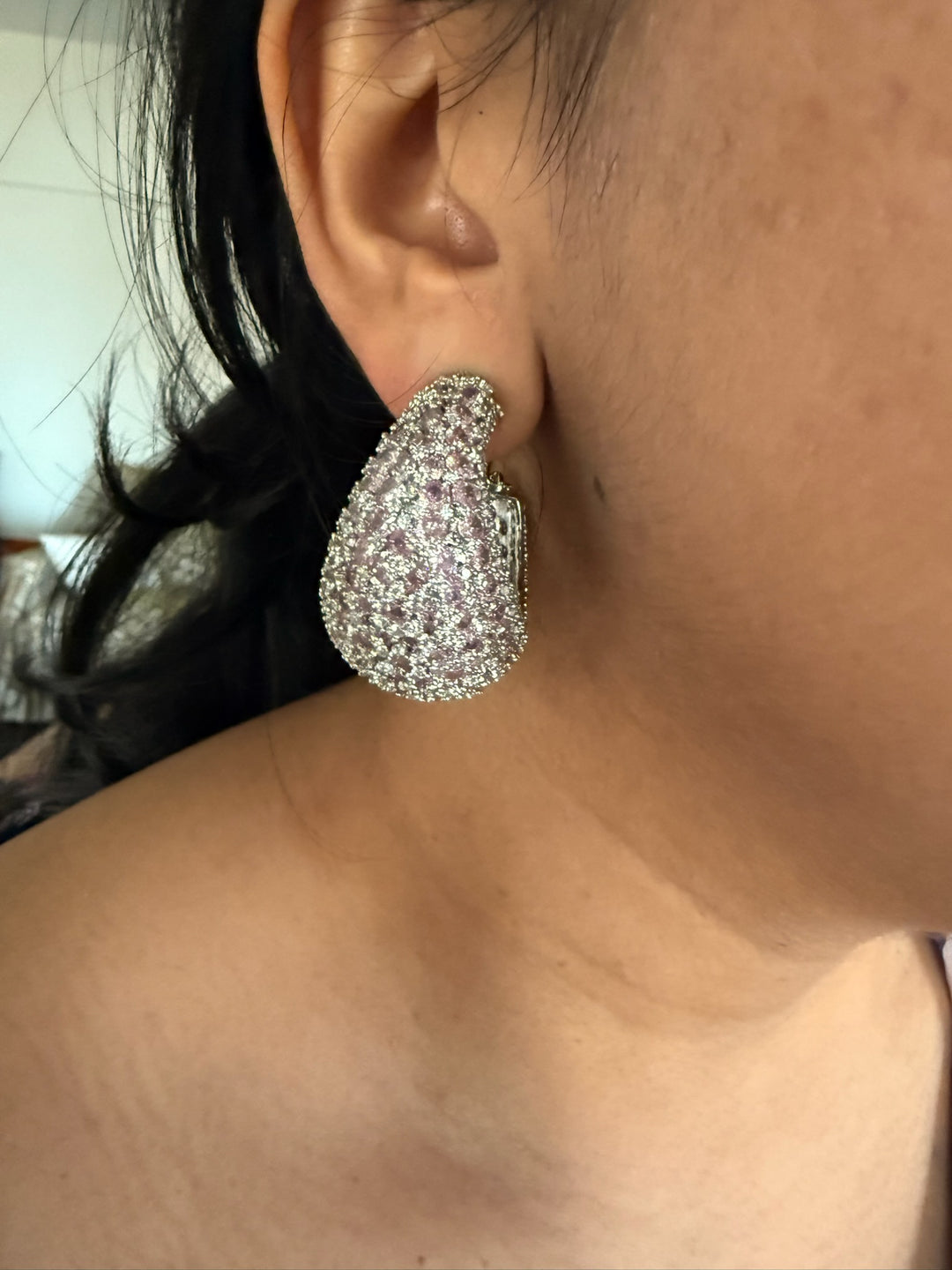 Sexy Pink CZ Hoop Earrings | Bold Party Statement | SHIVKA