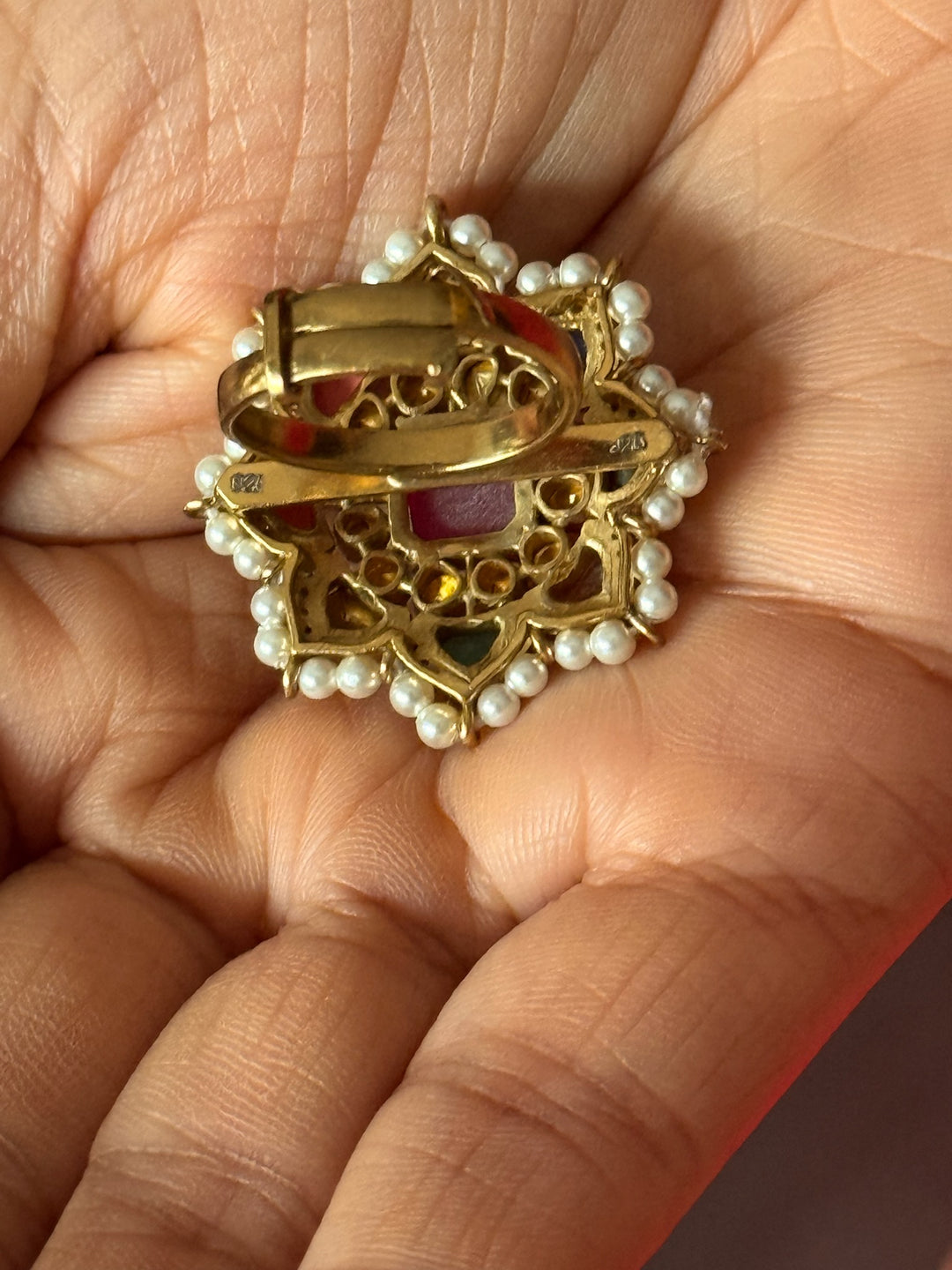 925 Silver Navratna Kundan Ring | SHIVKA Adjustable Jewelry