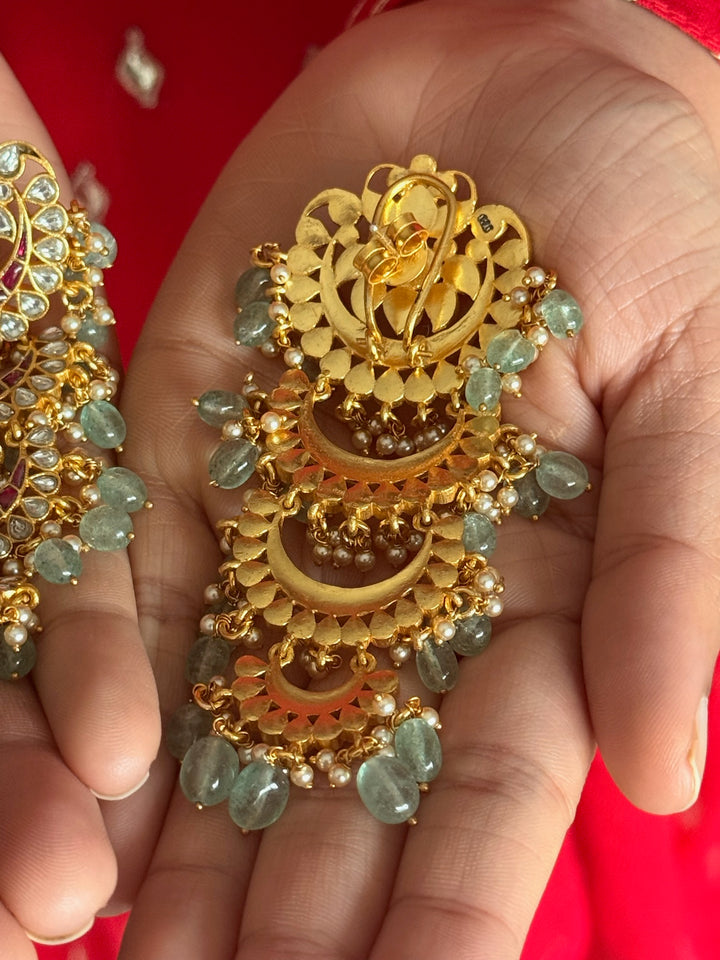 925 Silver Pearl Kundan Danglers | SHIVKA Wedding Earrings