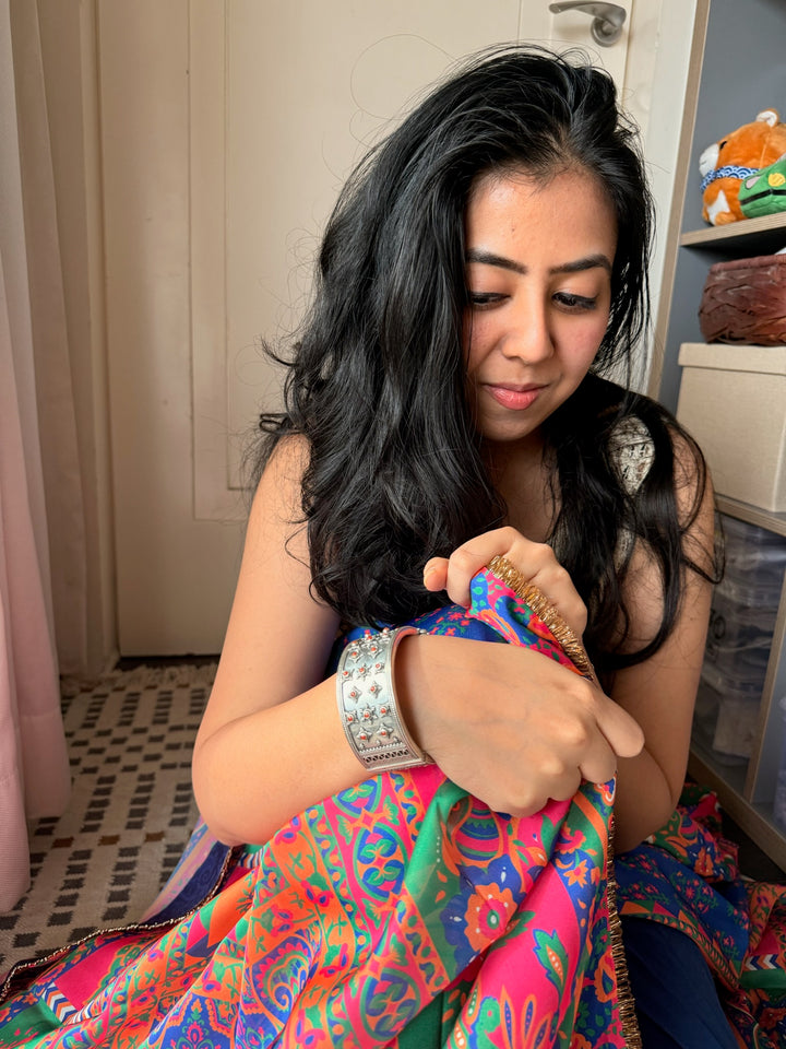 Coral 925 Silver Kada | SHIVKA Statement Bangle