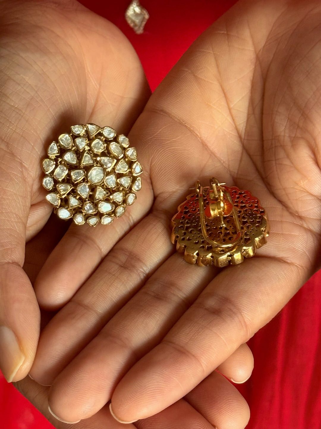 925 Silver Polki Kundan Studs | SHIVKA Bridal Earrings