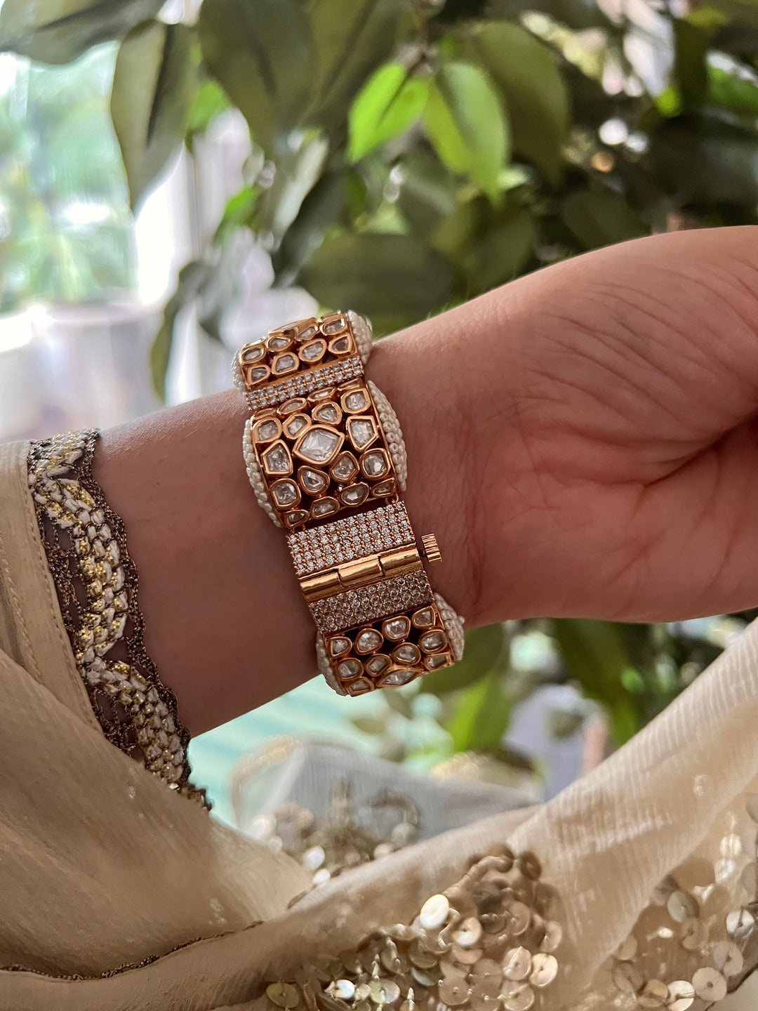 Moissanite Kundan Gajra Bracelet