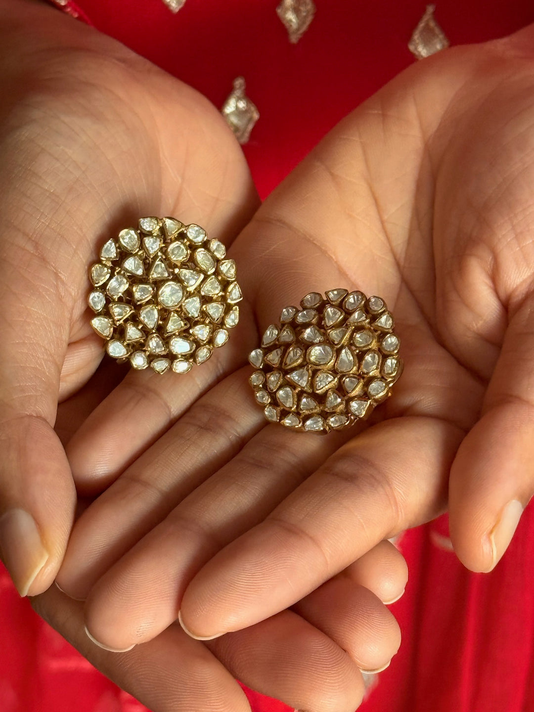 925 Silver Polki Kundan Studs | SHIVKA Bridal Earrings