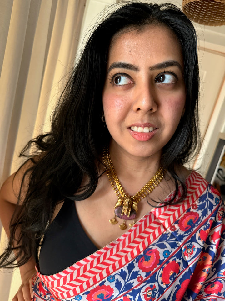 Twin Bird Ruby 925 Silver Necklace | SHIVKA