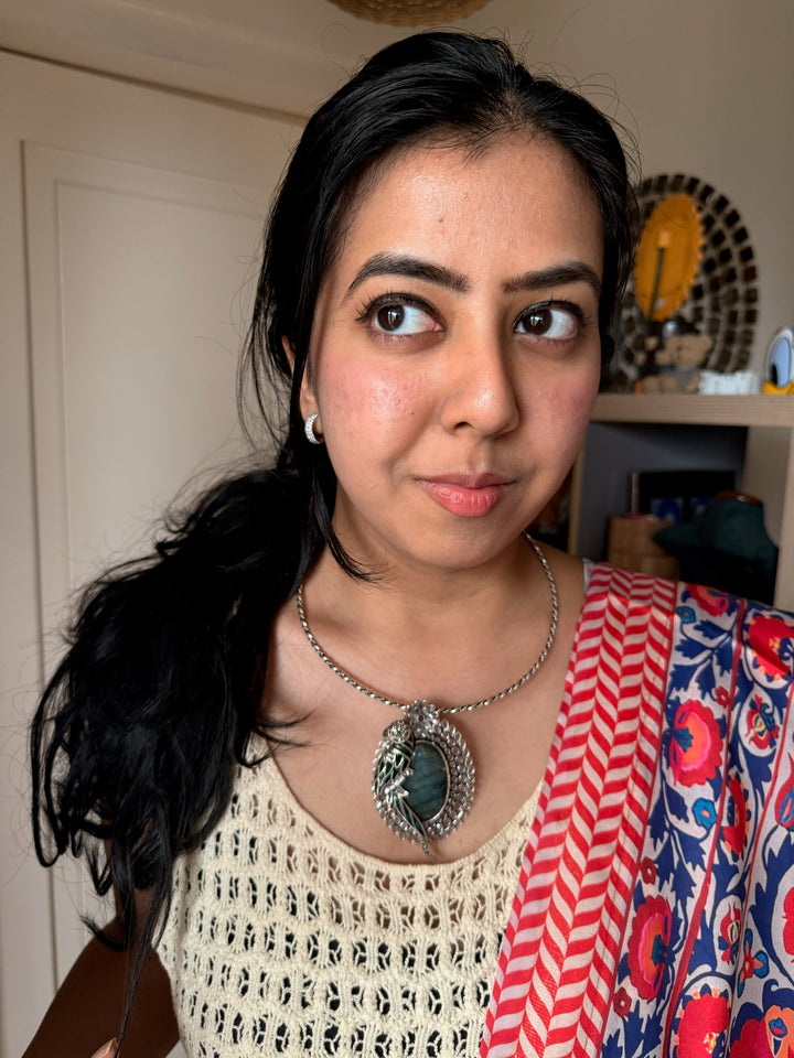 Parrot Labradorite 925 Silver Necklace | SHIVKA