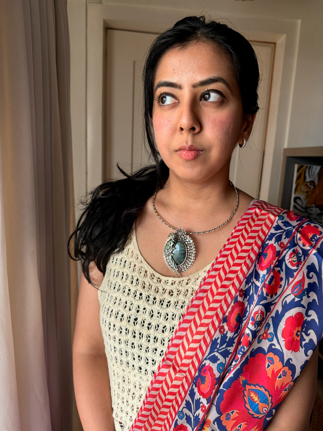 Parrot Labradorite 925 Silver Necklace | SHIVKA