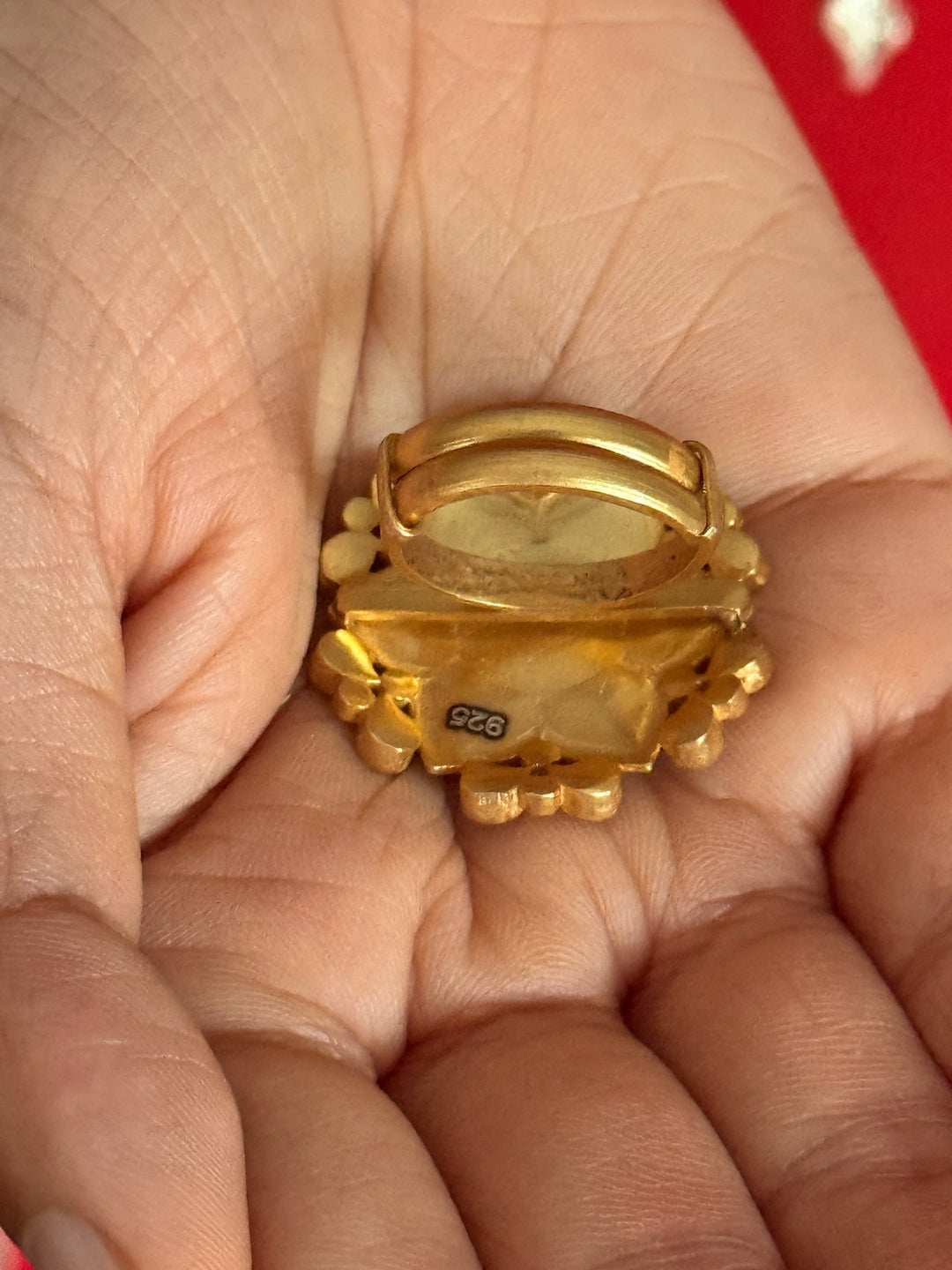 925 Silver Kundan Ring | SHIVKA Adjustable Gold Ring