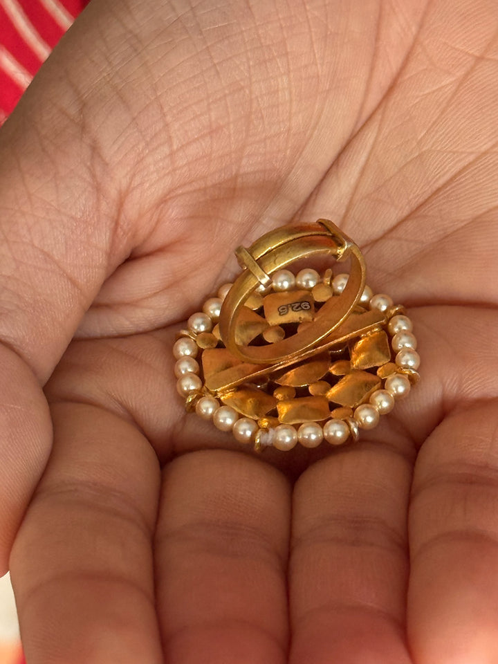 925 Silver Navratna Kundan Ring | SHIVKA Adjustable Jewelry