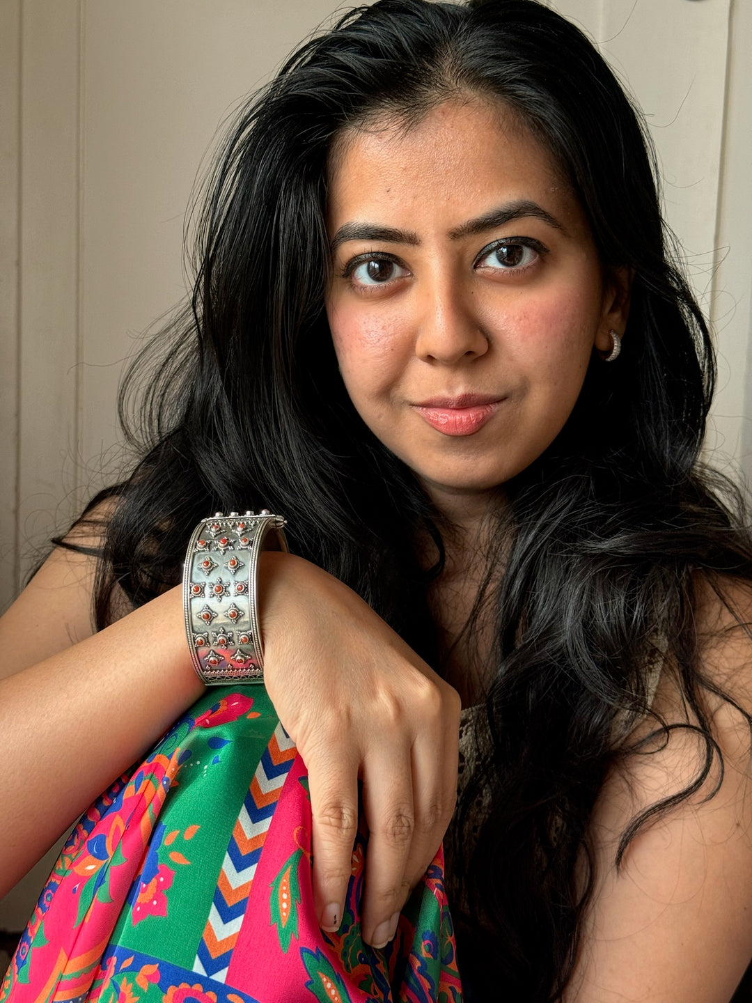 Coral 925 Silver Kada | SHIVKA Statement Bangle