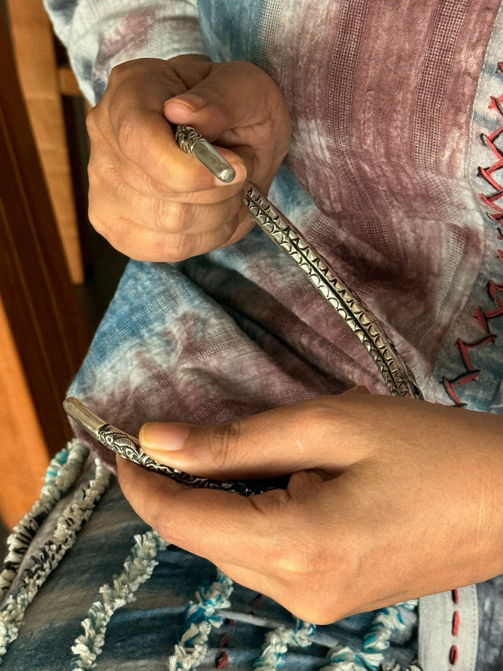 Tribal 925 Silver Hasli Necklace | SHIVKA Boho Jewelry