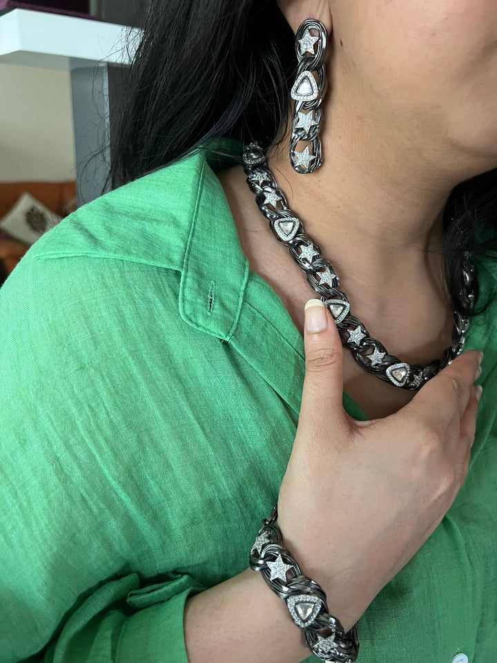 Designer Embellished Necklace Set with Bracelet - Unmatched Quality and Style