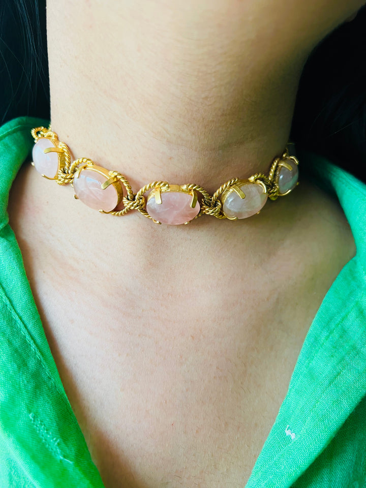 Natural Rose Quartz Choker - Premium Quality Craftsmanship