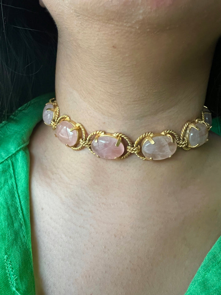 Natural Rose Quartz Choker - Premium Quality Craftsmanship
