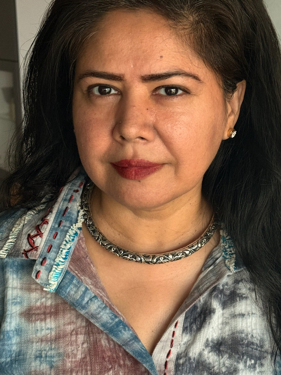 Tribal 925 Silver Hasli Necklace | SHIVKA Boho Jewelry