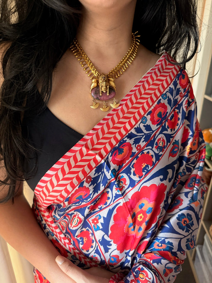 Twin Bird Ruby 925 Silver Necklace | SHIVKA