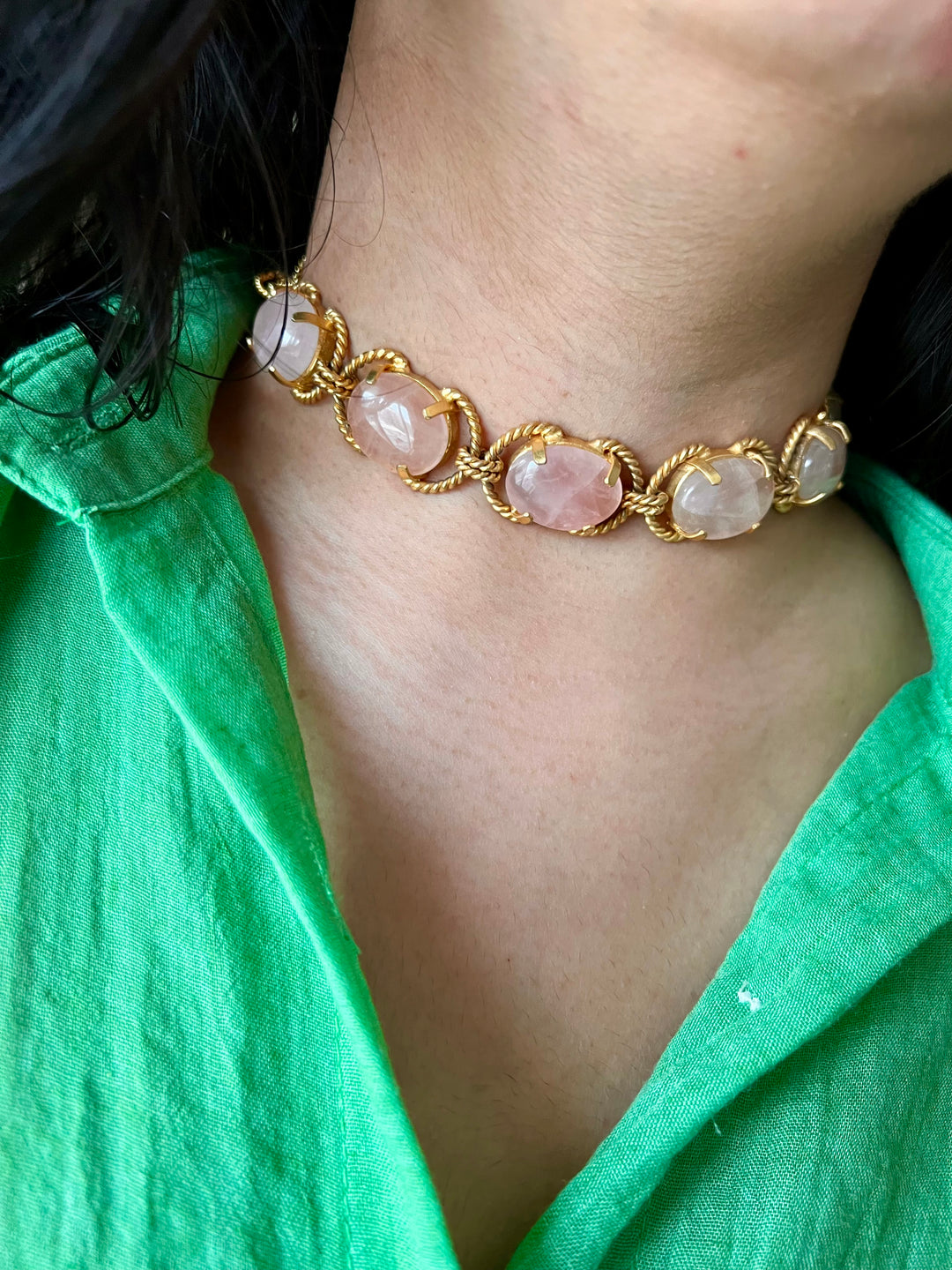 Natural Rose Quartz Choker - Premium Quality Craftsmanship