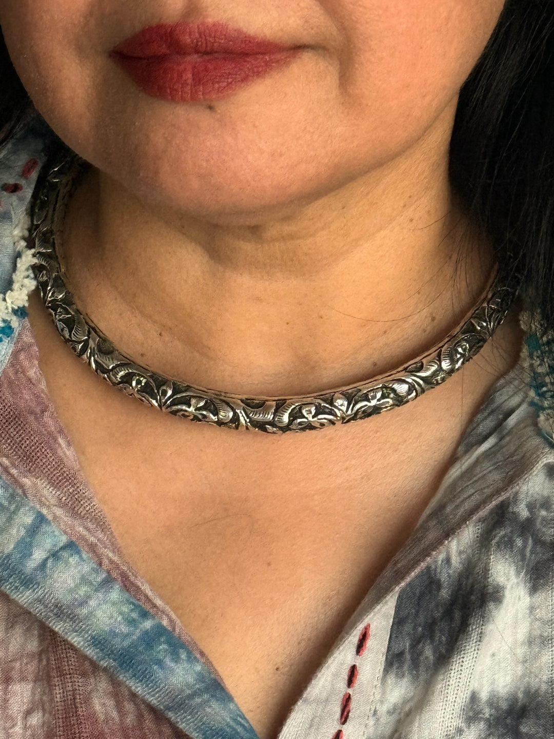 Tribal 925 Silver Hasli Necklace | SHIVKA Boho Jewelry