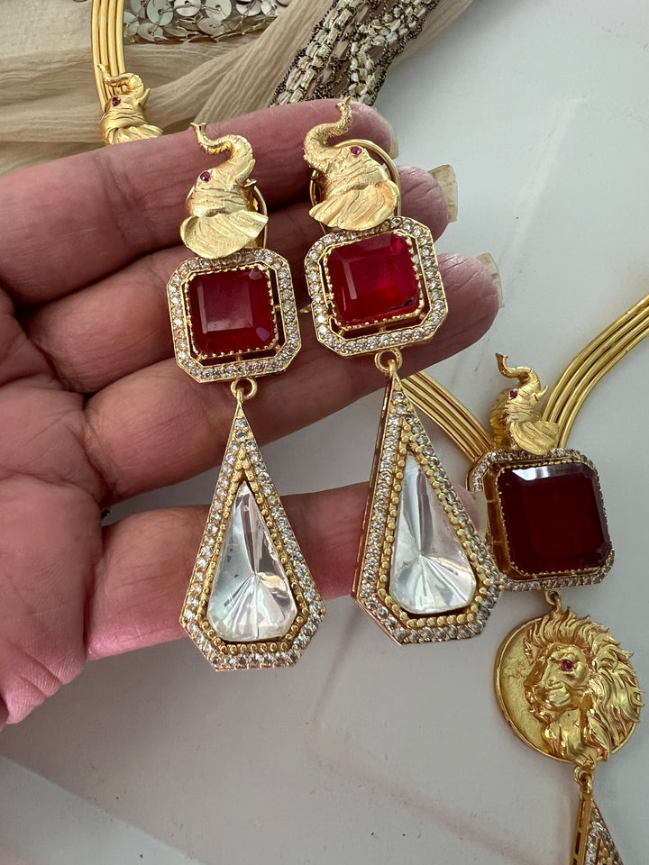 Elegant Animal Figurine Designer Necklace Set | SHIVKA | Brass, Copper & Silver | Perfect for Destination Weddings