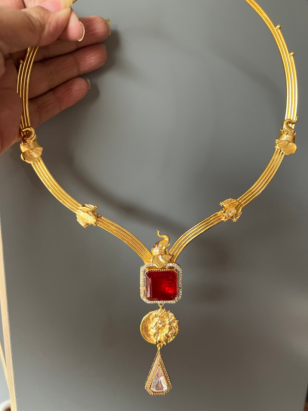 Elegant Animal Figurine Designer Necklace Set | SHIVKA | Brass, Copper & Silver | Perfect for Destination Weddings