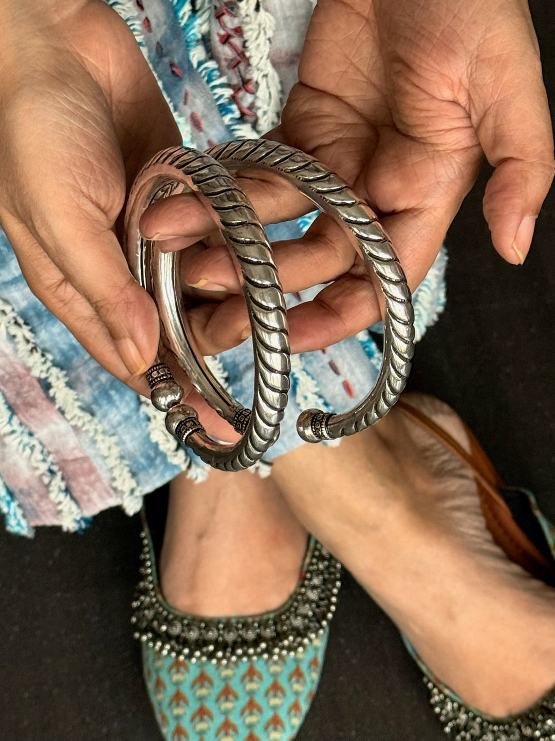 Tribal 925 Silver Anklet Set | SHIVKA Antique Jewelry