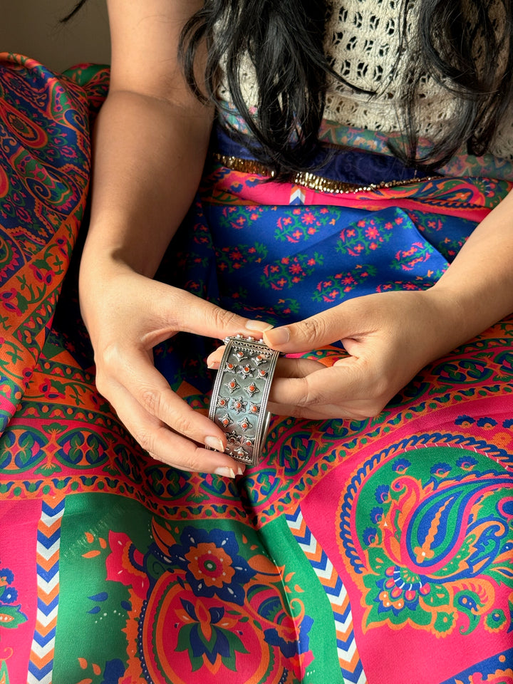 Coral 925 Silver Kada | SHIVKA Statement Bangle
