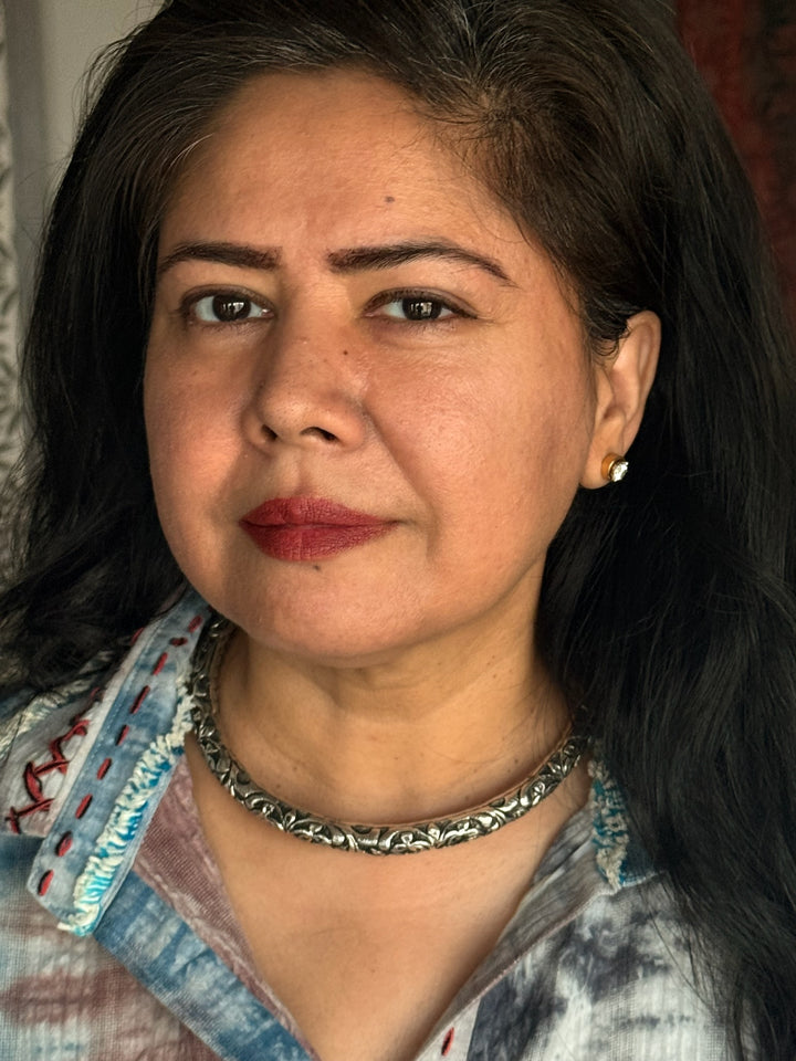 Tribal 925 Silver Hasli Necklace | SHIVKA Boho Jewelry