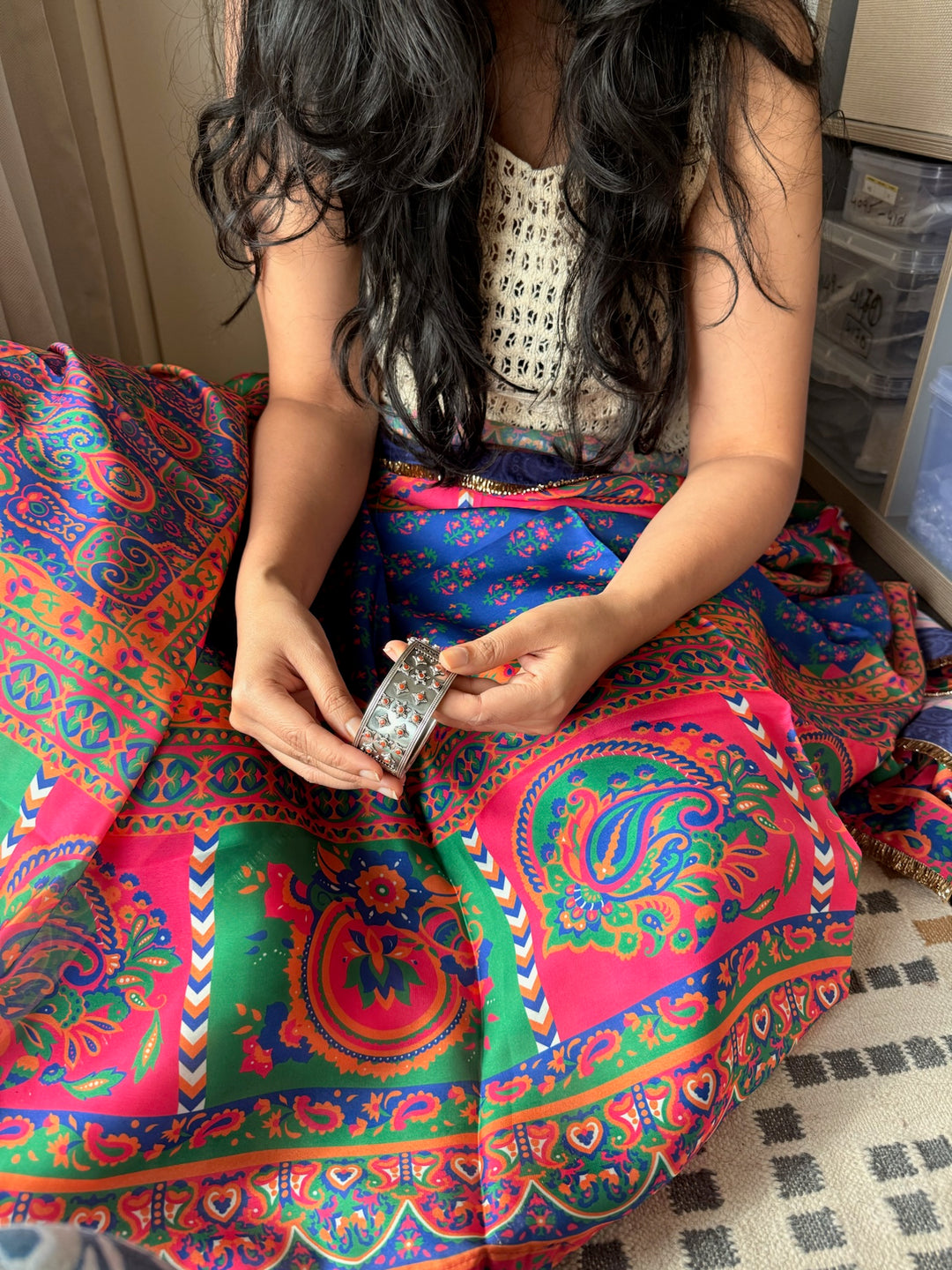 Coral 925 Silver Kada | SHIVKA Statement Bangle