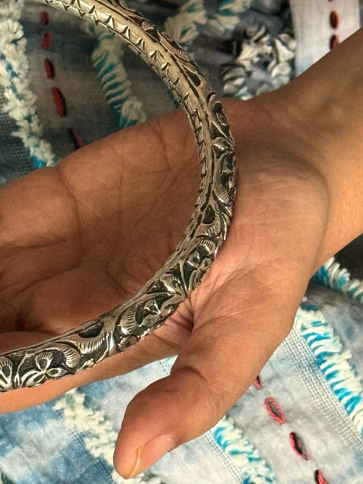 Tribal 925 Silver Hasli Necklace | SHIVKA Boho Jewelry