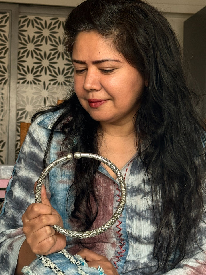 Tribal 925 Silver Hasli Necklace | SHIVKA Boho Jewelry