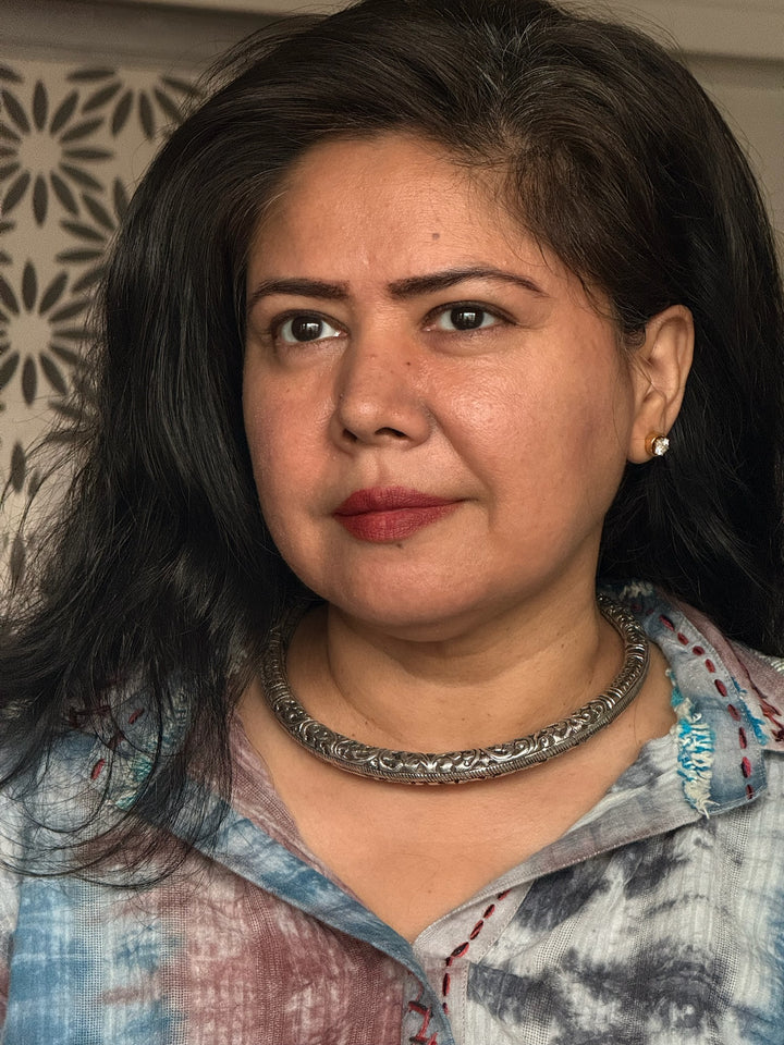 Tribal 925 Silver Hasli Necklace | SHIVKA Boho Jewelry