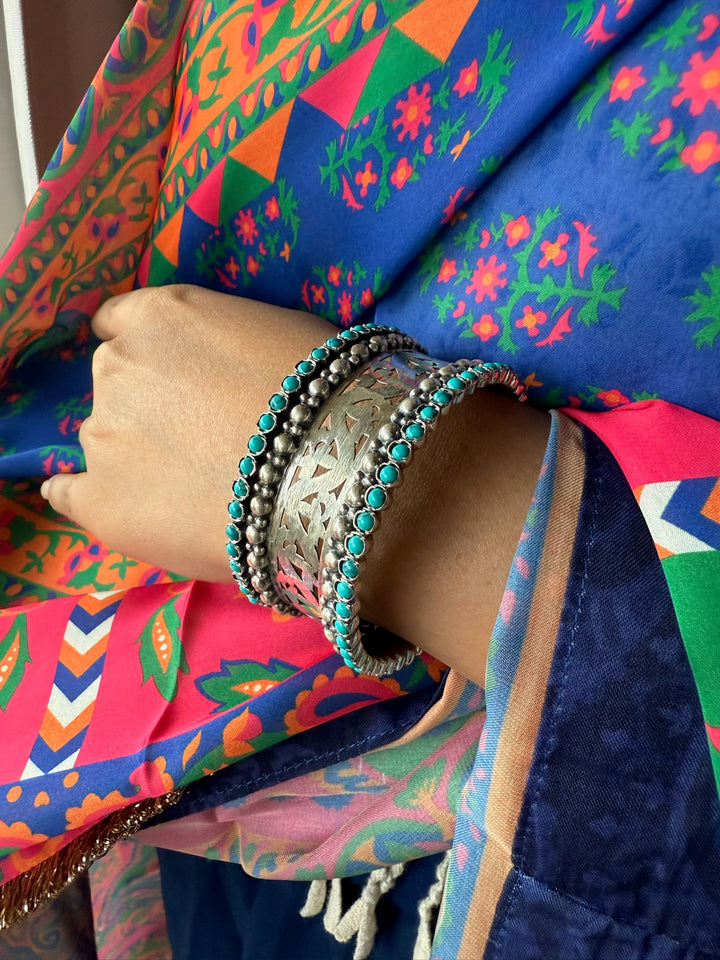 Turquoise 925 Silver Bangle | SHIVKA Handmade Jewelry