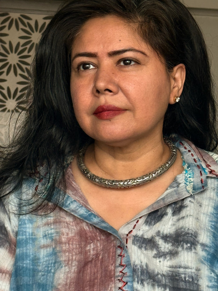 Tribal 925 Silver Hasli Necklace | SHIVKA Boho Jewelry