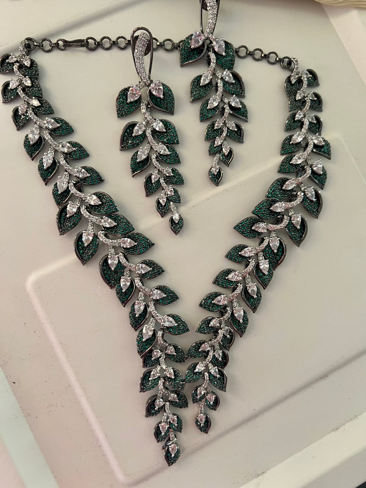 Elegant Designer Leaf Necklace Set | SHIVKA | Brass, Copper & Silver | Perfect for Destination Weddings