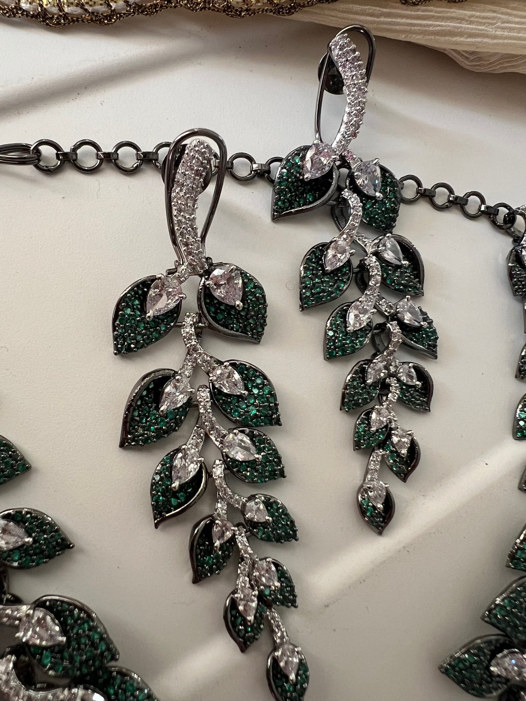 Elegant Designer Leaf Necklace Set | SHIVKA | Brass, Copper & Silver | Perfect for Destination Weddings